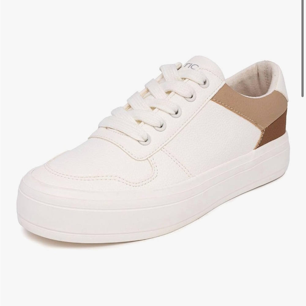 Nautica Women's Grelle White and Brown Sneakers